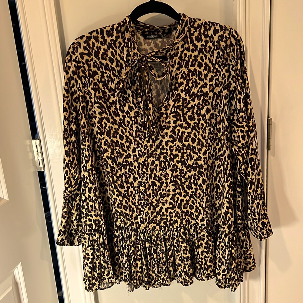 Zara leopard print blouse/tunic
